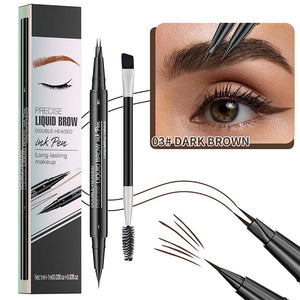 2-in-1 Dual-Ended Eyebrow Pen with Micro-Fork-Tip Applicator and Precise Brush-Tip