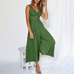 V Neck Cutout Wide Leg Jumpsuits