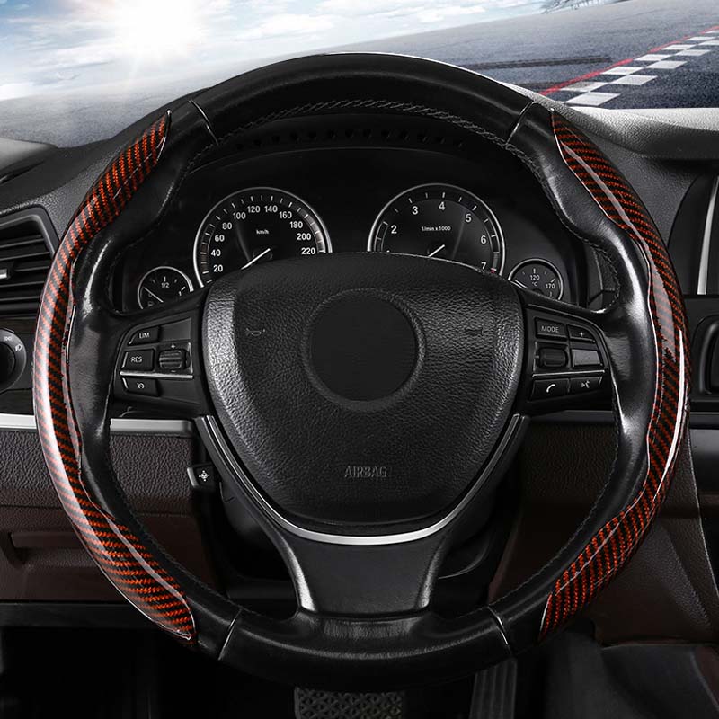 Universal Laser Carbon Fiber Pattern Steering Wheel Cover