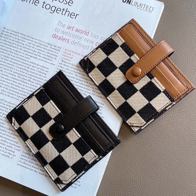 Women's Colorblock Plaid Pattern Compact Wallet