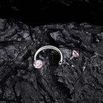 Zirconia Horseshoe Ring with Threaded Gems for Piercings