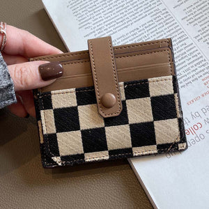 Women's Colorblock Plaid Pattern Compact Wallet