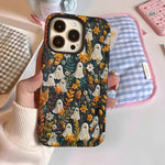 Cartoon Ghost and Flower Pattern Phone Case