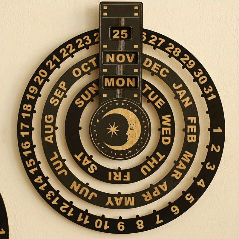 Wooden Rotating Circular Perpetual Calendar