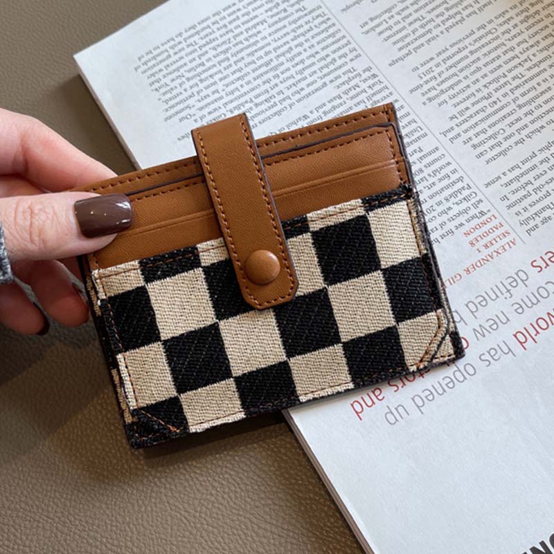 Women's Colorblock Plaid Pattern Compact Wallet