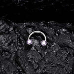 Zirconia Horseshoe Ring with Threaded Gems for Piercings