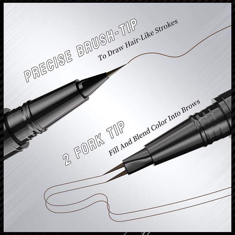 2-in-1 Dual-Ended Eyebrow Pen with Micro-Fork-Tip Applicator and Precise Brush-Tip