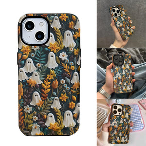 Cartoon Ghost and Flower Pattern Phone Case