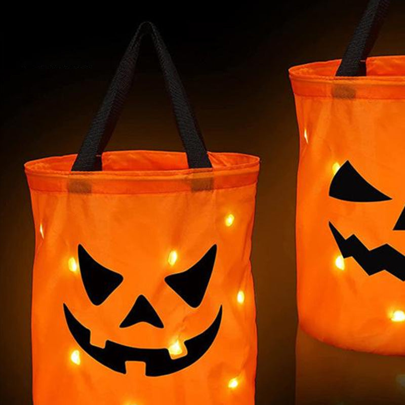 LED Light Halloween Trick or Treat Bags Pumpkin Bucket