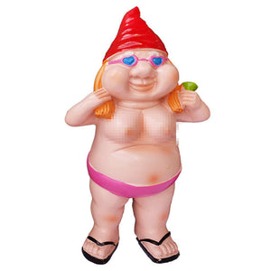 Naughty Garden Gnome Funny Statue