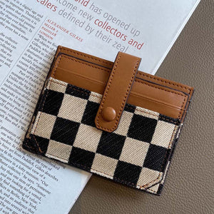 Women's Colorblock Plaid Pattern Compact Wallet