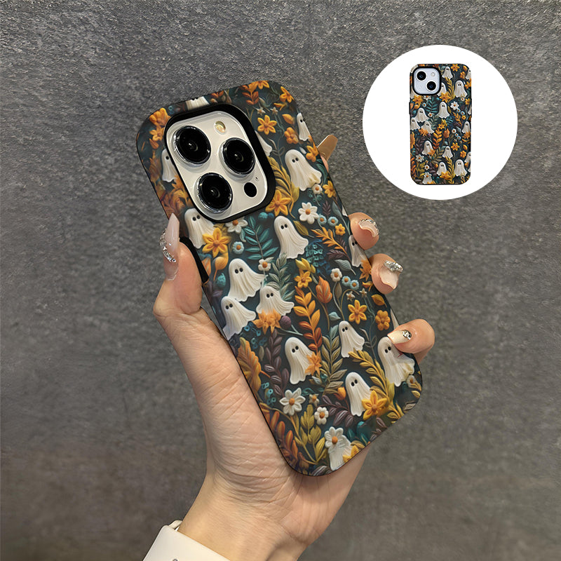 Cartoon Ghost and Flower Pattern Phone Case