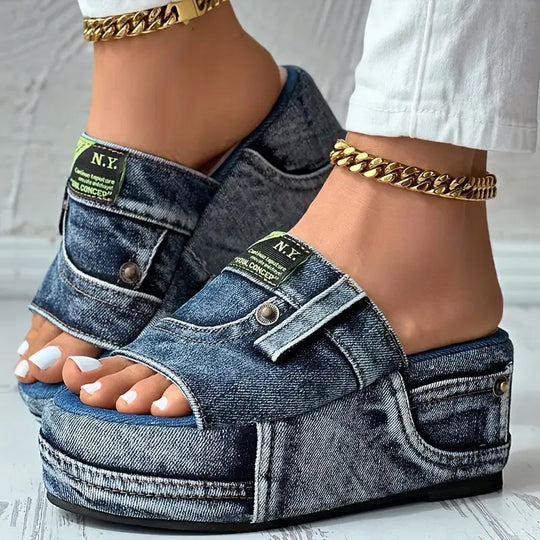 Women's Platform Denim Sandals