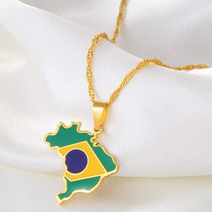 Creative map and flag necklace