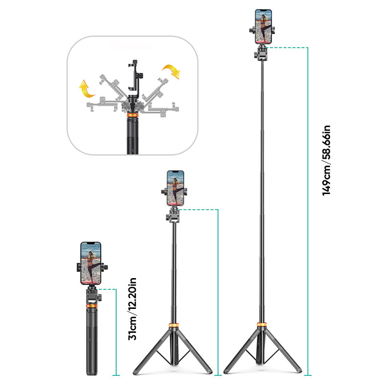 Selfie Stick Tripod With Bluetooth Remote