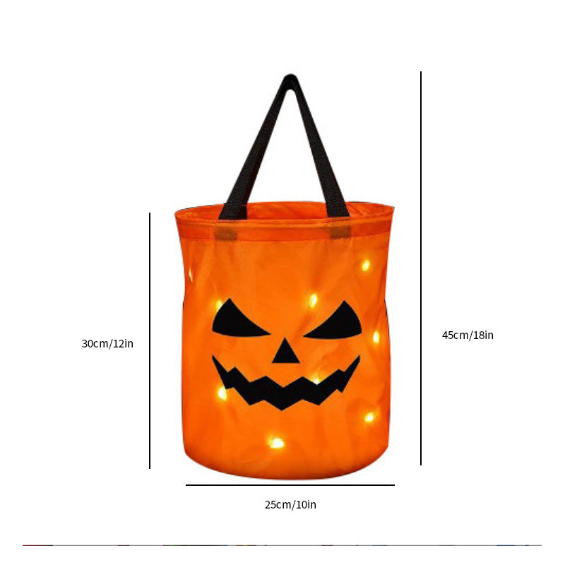 LED Light Halloween Trick or Treat Bags Pumpkin Bucket