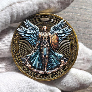 The Archangel Michael Watches Over Us Challenge Coin