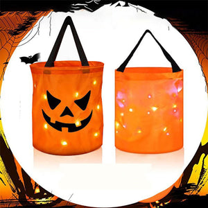 LED Light Halloween Trick or Treat Bags Pumpkin Bucket