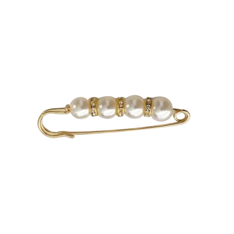 Fancy Rhinestones Pearls Safety Pin Brooch