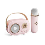 Mini Karaoke Machine & Bluetooth Speaker With Wireless Microphone