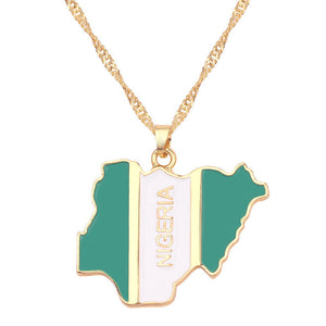 Creative map and flag necklace