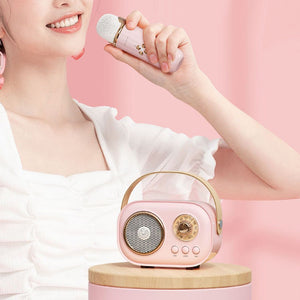 Mini Karaoke Machine & Bluetooth Speaker With Wireless Microphone