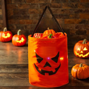 LED Light Halloween Trick or Treat Bags Pumpkin Bucket