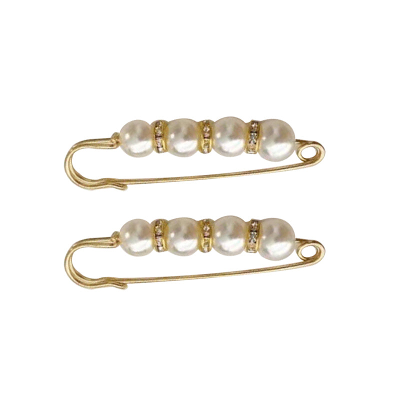 Fancy Rhinestones Pearls Safety Pin Brooch