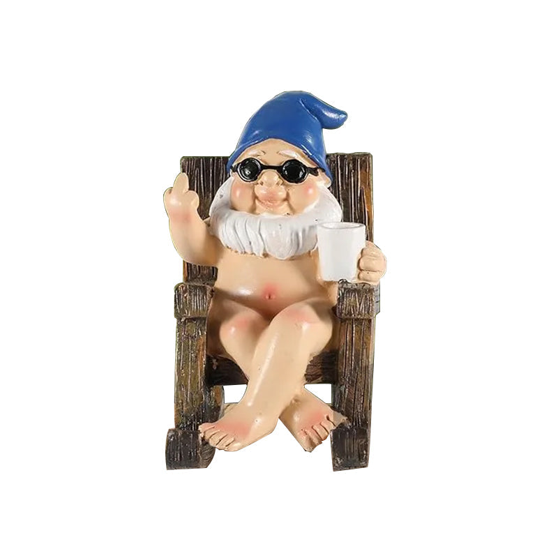 Naughty Garden Gnome Funny Statue