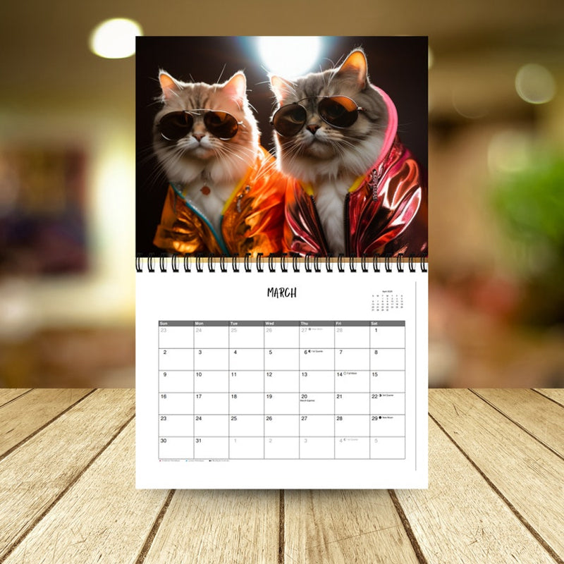 2025 Stylish Cats Calendar/Gift For Cat Lover