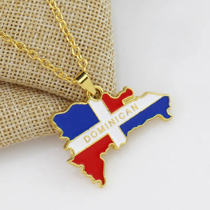 Creative map and flag necklace