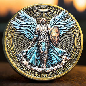 The Archangel Michael Watches Over Us Challenge Coin