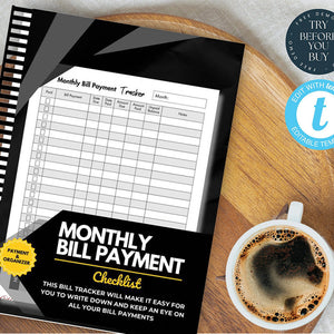 Bill Tracker Notebook & Cleaning Schedule Checklist