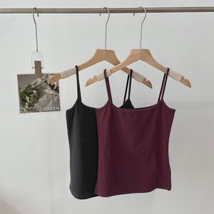 Cotton Ribbed Square Neck Tank Top