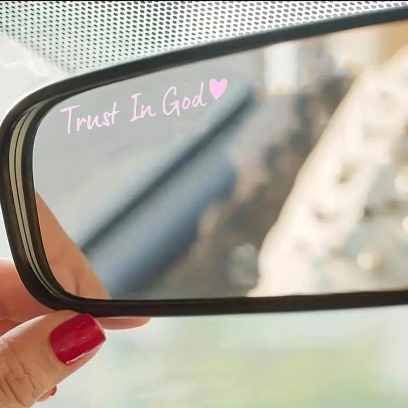 Letter & Heart Pattern Car Rearview Mirror Sticker