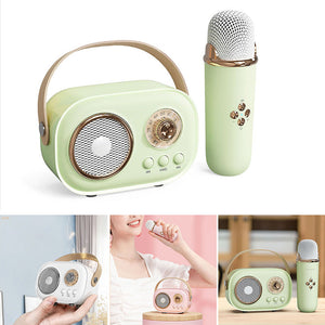 Mini Karaoke Machine & Bluetooth Speaker With Wireless Microphone