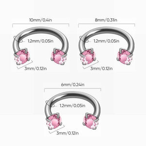 Zirconia Horseshoe Ring with Threaded Gems for Piercings