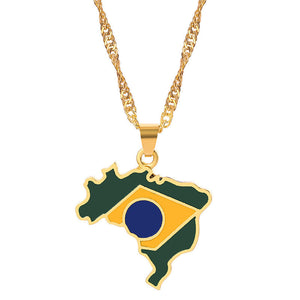 Creative map and flag necklace