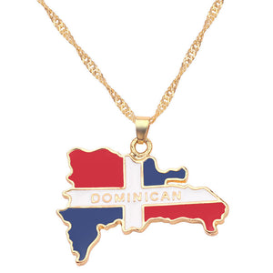 Creative map and flag necklace