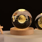 3D Crystal Ball Night Light With Wood Base