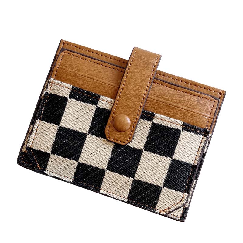 Women's Colorblock Plaid Pattern Compact Wallet