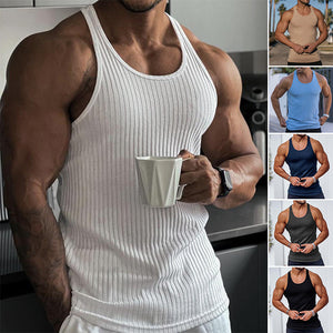 Men's Stripe Solid Color Sports Vest