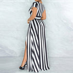 Sexy Striped High Waist Maxi Dress