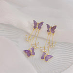 Crystal Butterfly Tassel Earrings