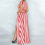 Sexy Striped High Waist Maxi Dress