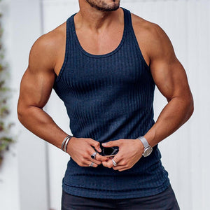 Men's Stripe Solid Color Sports Vest