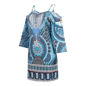 Printed Crew Neck Slip Dress