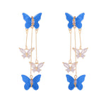 Crystal Butterfly Tassel Earrings