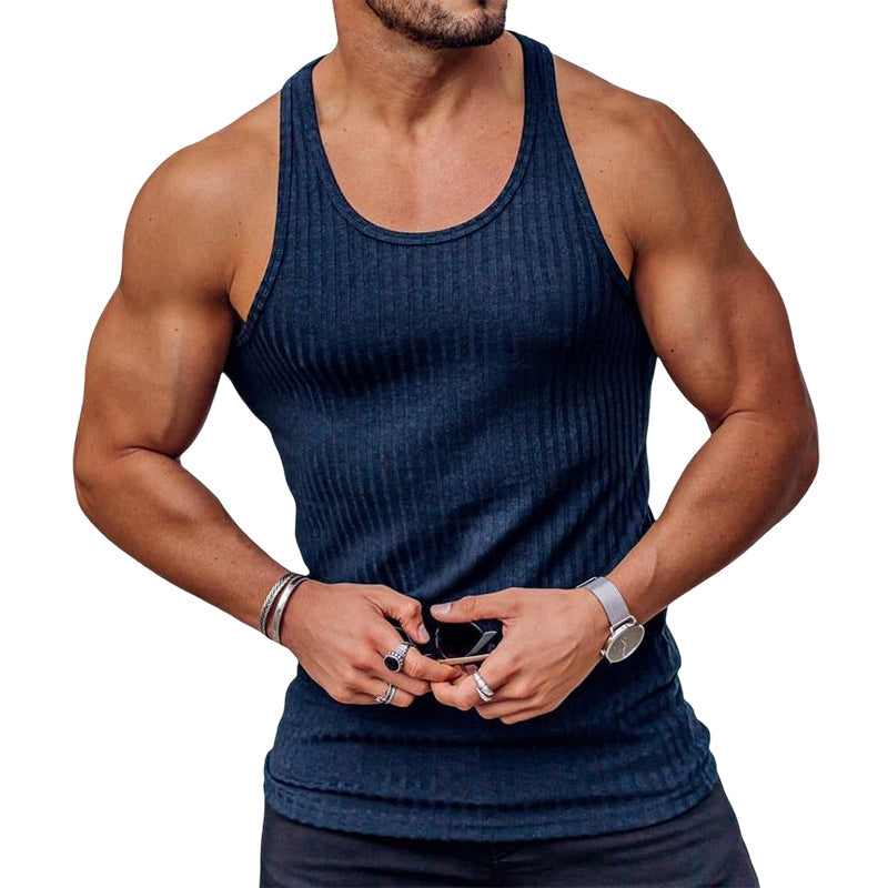 Men's Stripe Solid Color Sports Vest