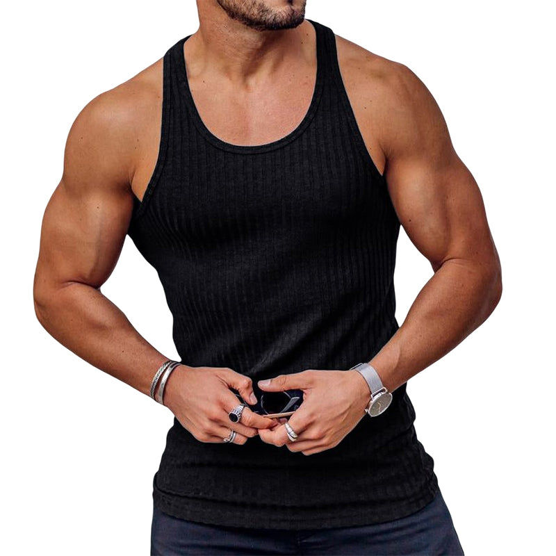 Men's Stripe Solid Color Sports Vest